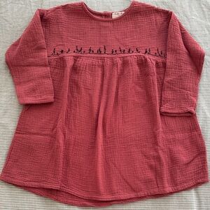 Terracotta Long-Sleeve Girls' dress (24m) / play up / 100% organic cotton